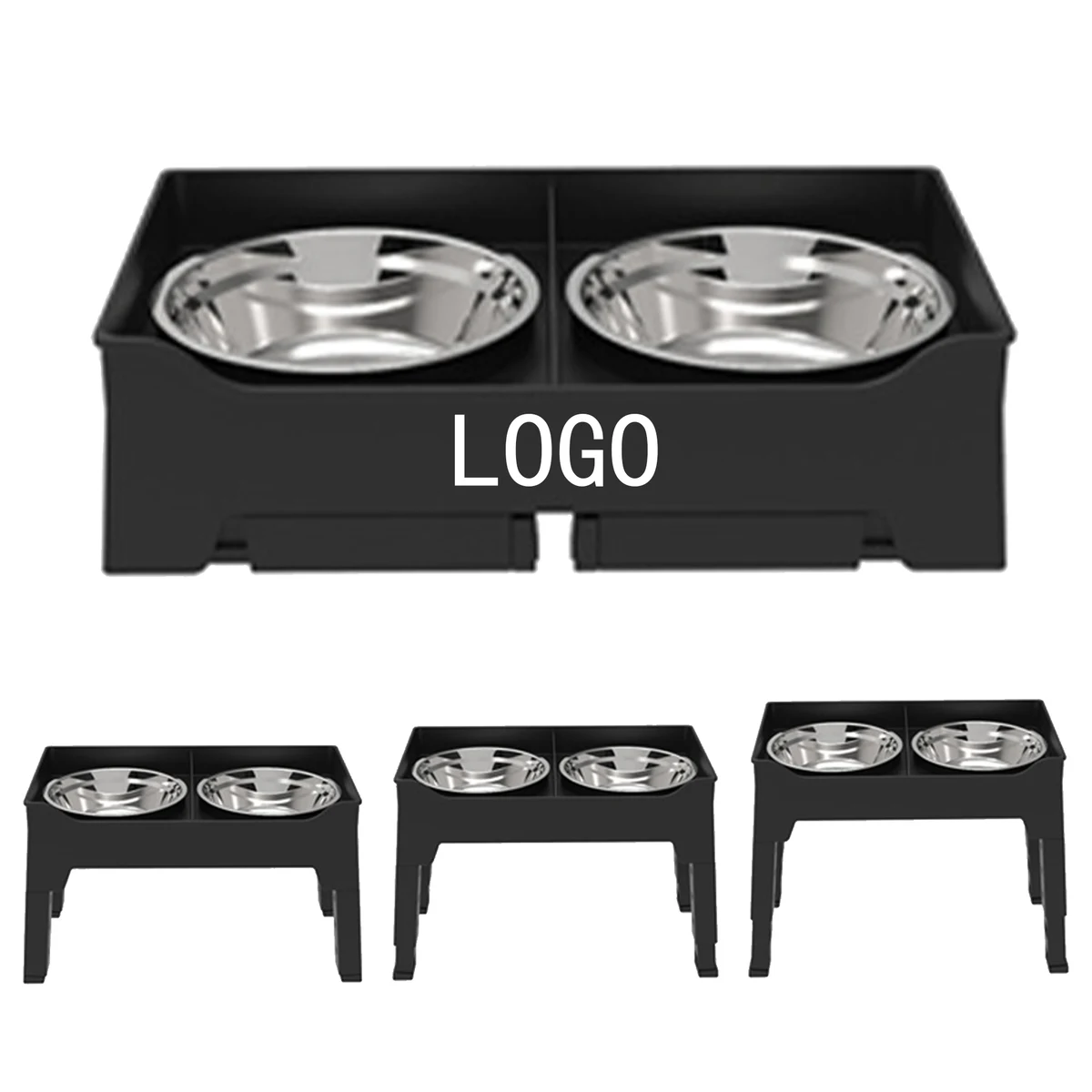 Pet Double Bowl Stainless Steel Basin Can Be Lifted 1
