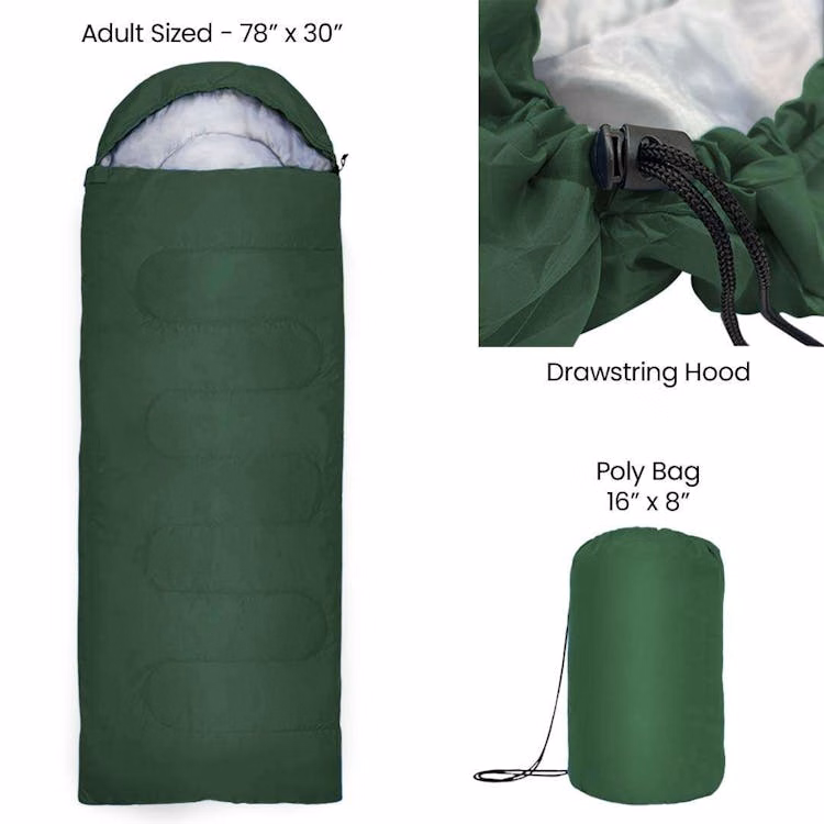 America's Suppliers Sleeping Bags - Olive Green 32 Temperature Rating - 78" x 30"