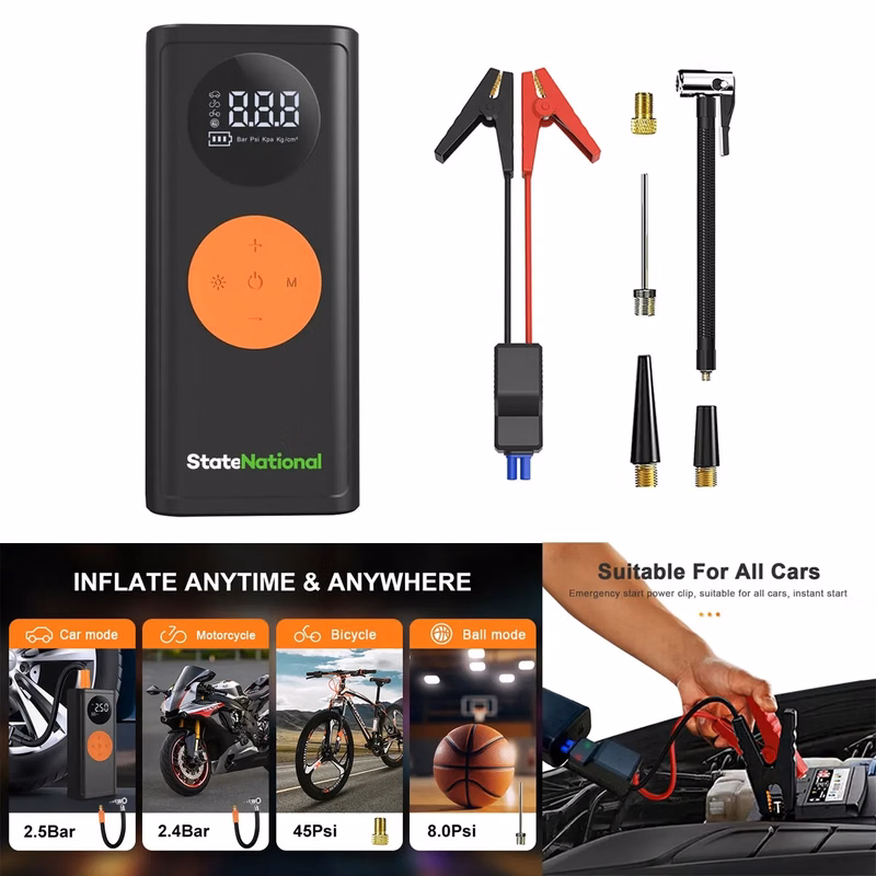 10000mAh Portable Emergency Battery Booter W/Tire Inflator