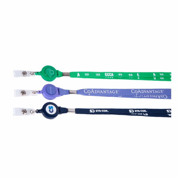 1/2" Lanyard - Flat Polyester w/ Badge Reel Combo