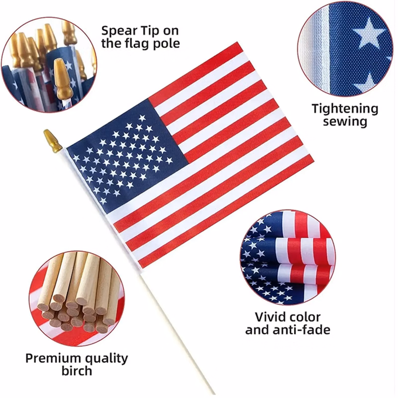 Wooden Pole Hand American Flag