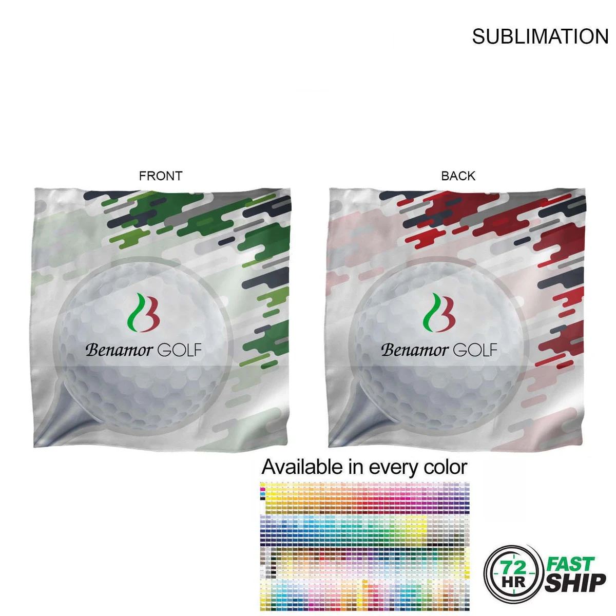 72 Hr Fast Ship - Microfiber Dri-Lite Suede Shammy Cooling 2-Tone Towel, 15x15, Sublimated 2 sides. 1