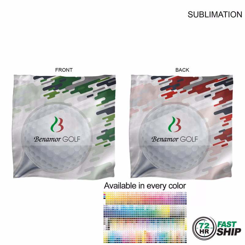 72 Hr Fast Ship - Microfiber Dri-Lite Suede Shammy Cooling 2-Tone Towel, 15x15, Sublimated 2 sides.