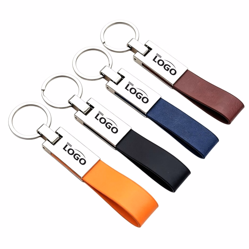 MOQ50 Metal Leather Keychain