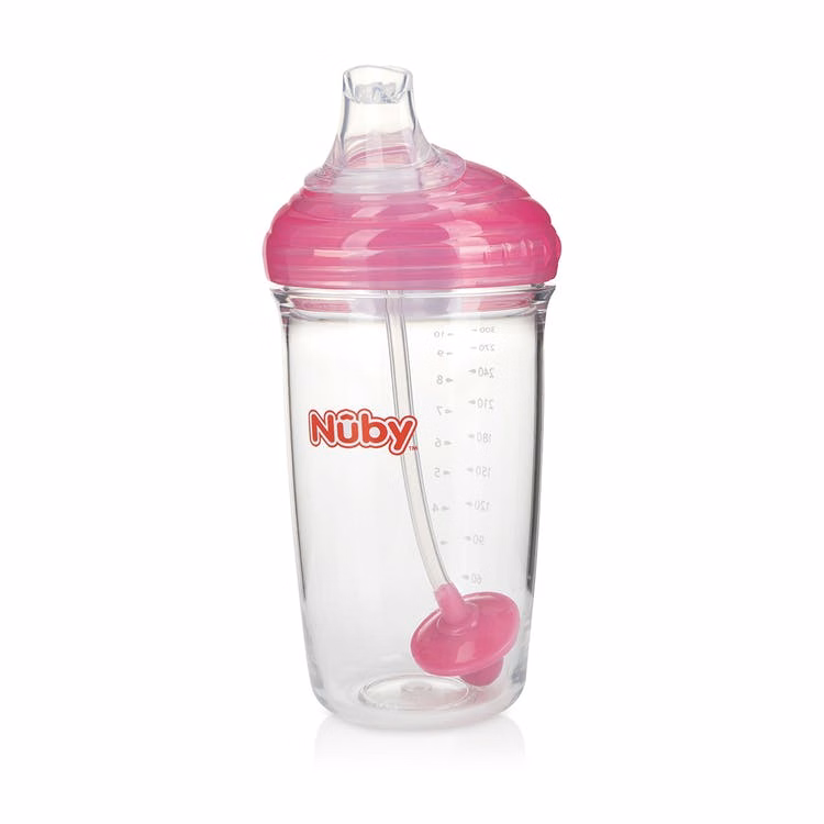 Nuby No-Spill Trainer Cups - Hygienic Cover Pink 10 oz