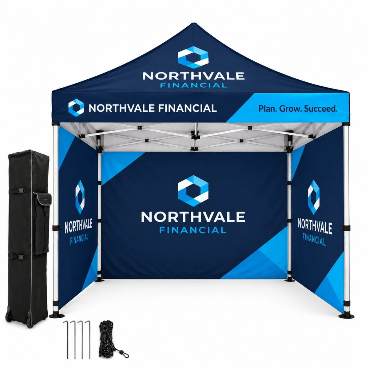 Full Privacy Tent Package, 10' Sublimated Tent kit, 3 single sided Full walls for back and 2 sides 1