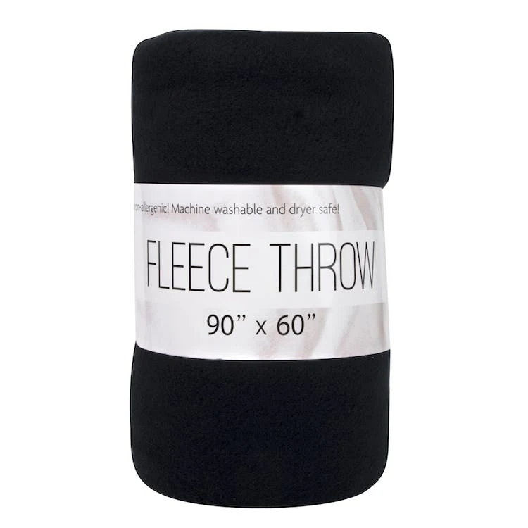 Twin Throw Blankets - Fleece Black 80x60 1