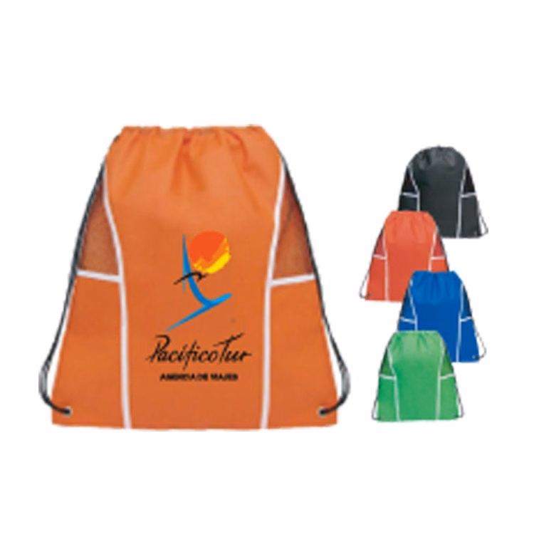 Non Woven Drawstring Backpack with Mesh Panels