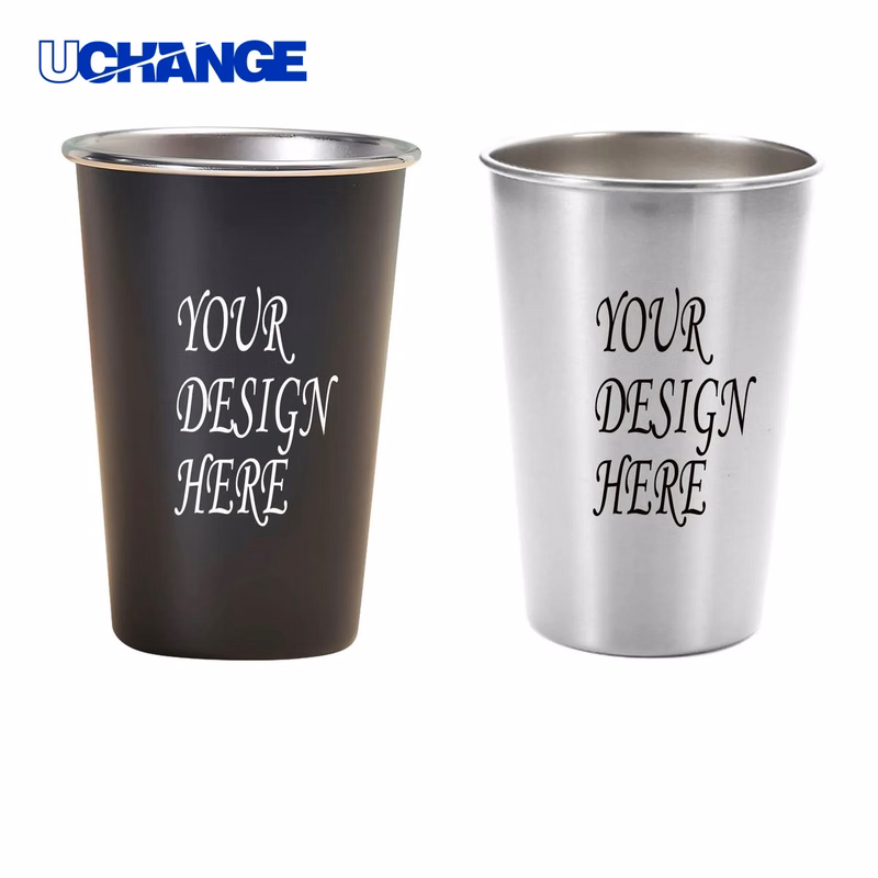16 oz Black Stainless Steel Pint Cup Drinkware