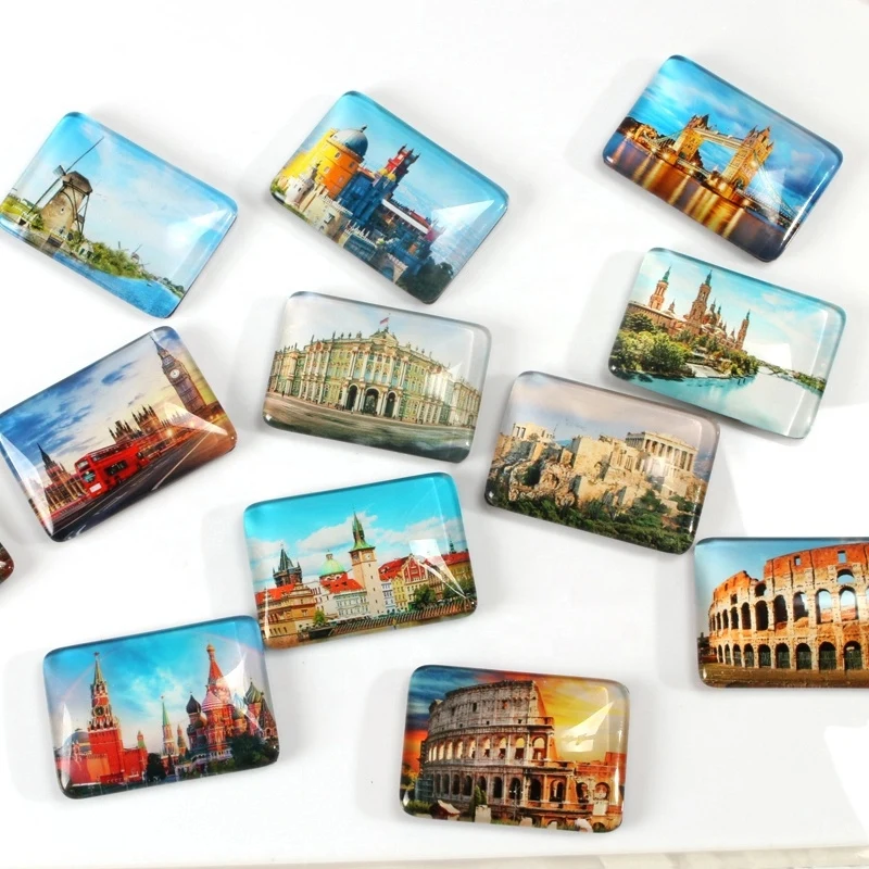 Rectangle crystal Glass 3D Fridge Magnet 1