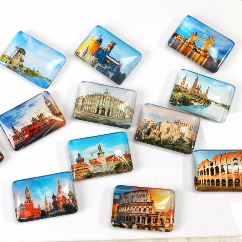 Rectangle crystal Glass 3D Fridge Magnet