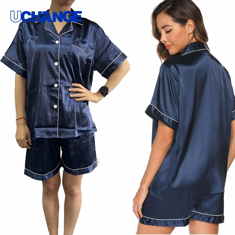 Women's Silk Pajama Set with Embroidered Logo for Events