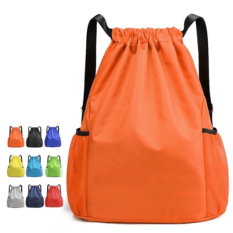 600D Oxford Drawstring Backpack W/ Mesh Pockets 1