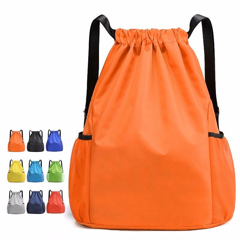 600D Oxford Drawstring Backpack W/ Mesh Pockets