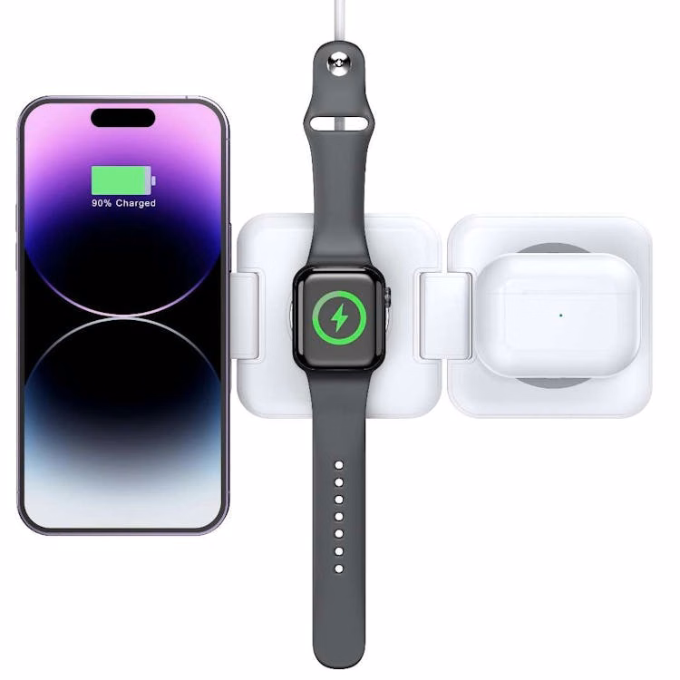 3-in-1 Magnetic Foldable Wireless Chargers - White