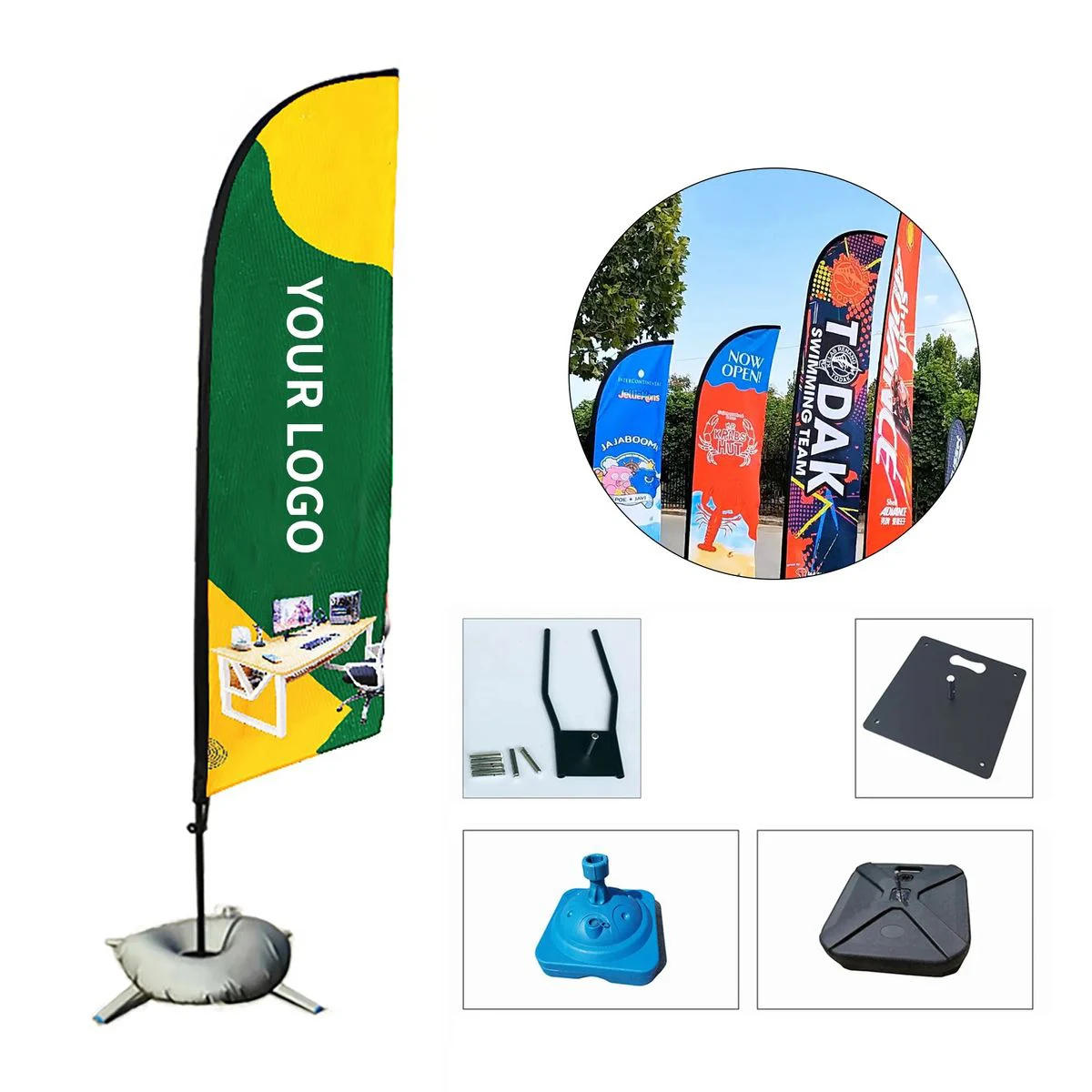 Outdoor 79 Inch Knife Style Flag with Metal Pole Base 1
