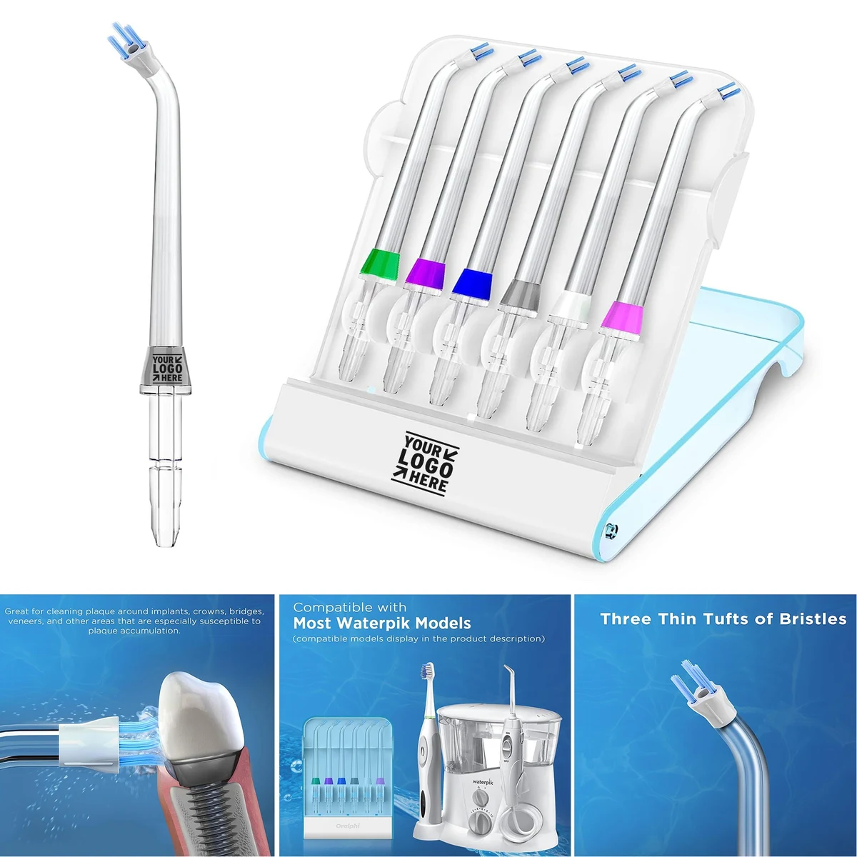 Compatible With Waterpik Water Flossers Plaque Remove Brisles 6Pcs Multiple Replacement Tips 1