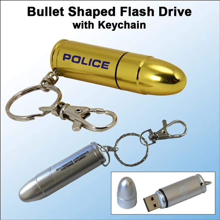 Bullet Shaped Flash Drive with Keychain / USB - 8 GB 1