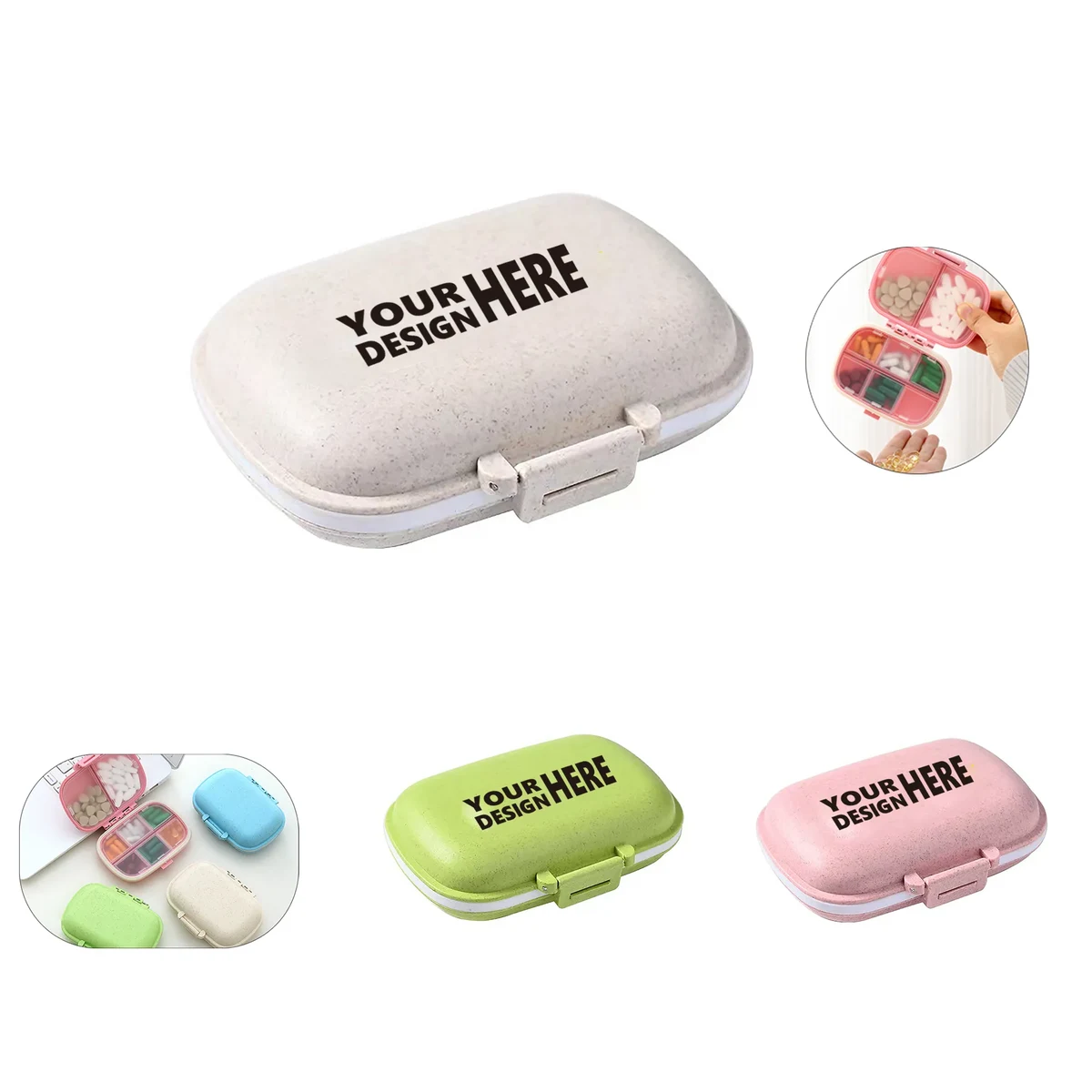 4.4"x3.4"x1.2" 8 Compartments Storage Pill Box 1