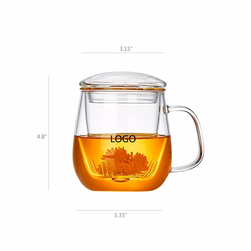 17.6 Oz Glass Tea Cup With Infuser and Lid