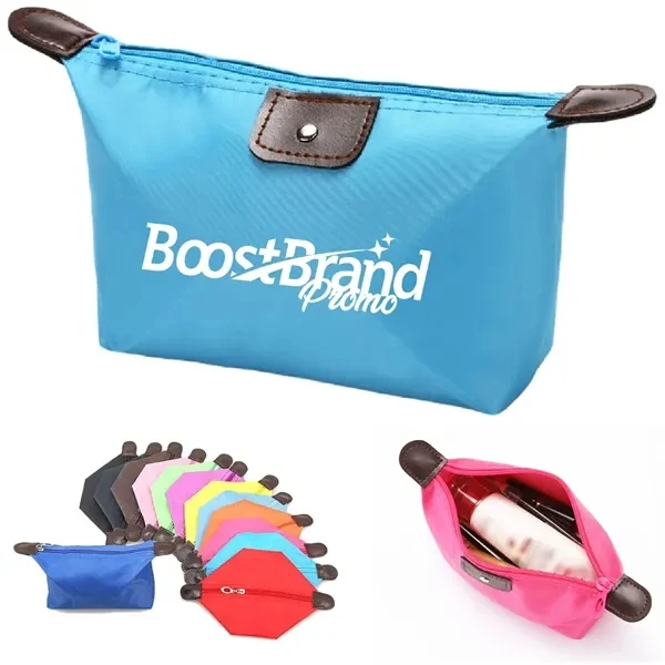 Custom Foldable Travel Pouch with Zipper Closure & Wrist Strap — Toiletry Organizer 1