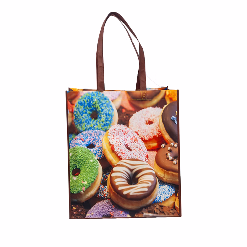 Custom Full Color 12"L x 4"W x 16"H Non Woven Fabric Shopping Promotion Tote Bag