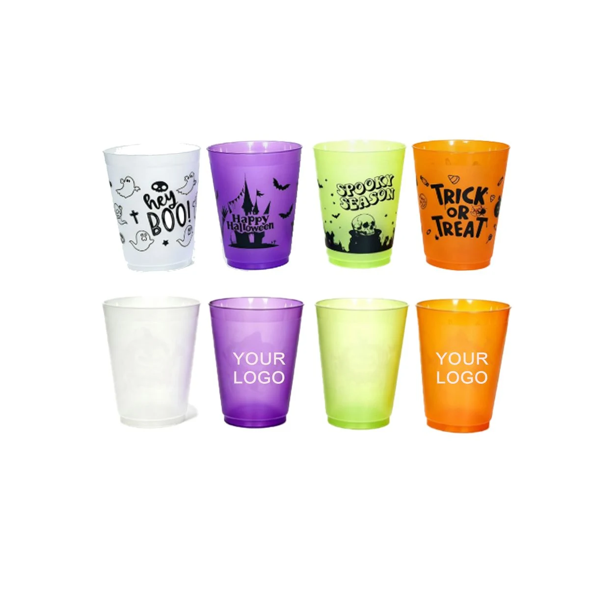 Custom 16 Oz Frosted Halloween Themed Reusable Plastic Cup 1