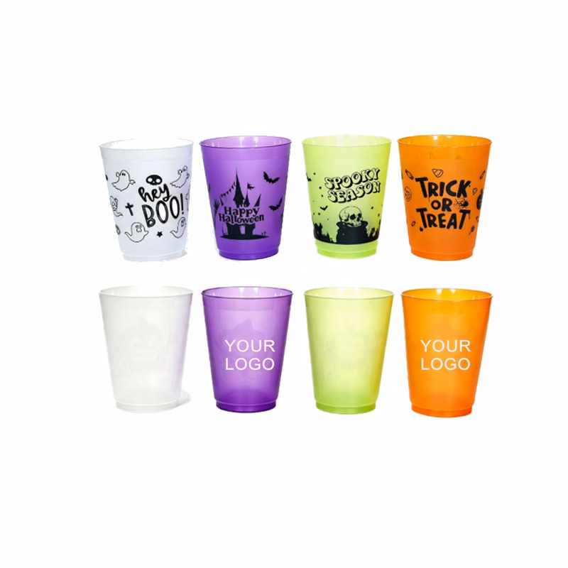 Custom 16 Oz Frosted Halloween Themed Reusable Plastic Cup