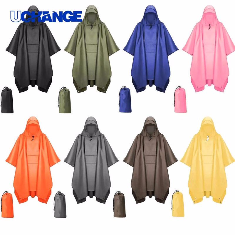Hooded Rain Poncho Waterproof Raincoat Jacket