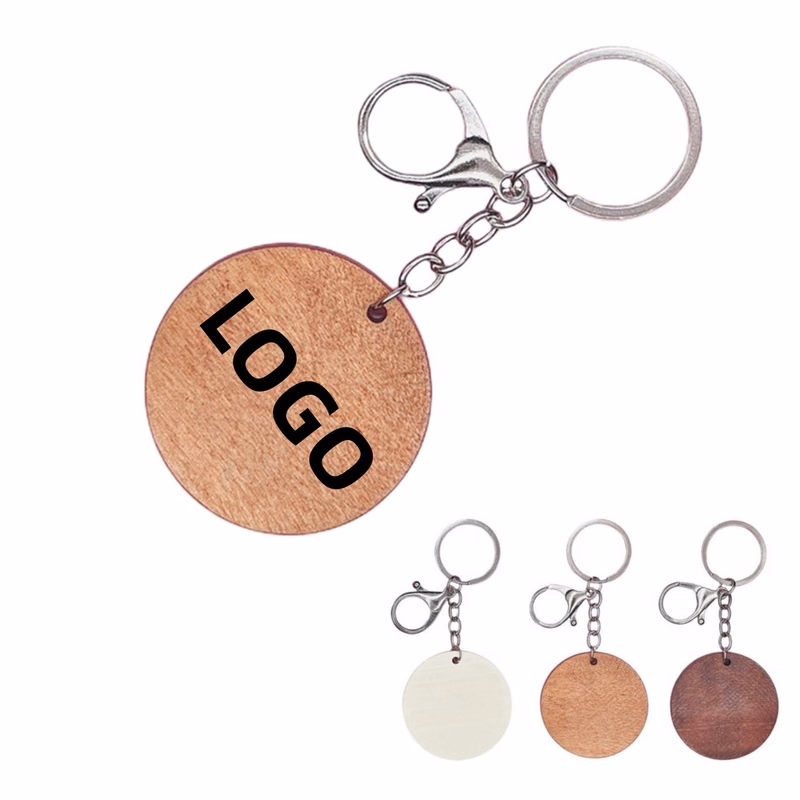 Custom Wood Round Keychain