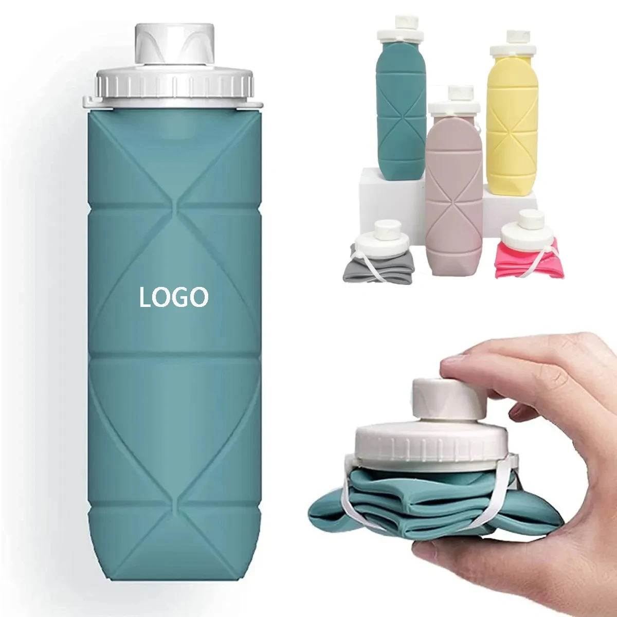 20oz Silicone Foldable Collapsible Water Bottle 1