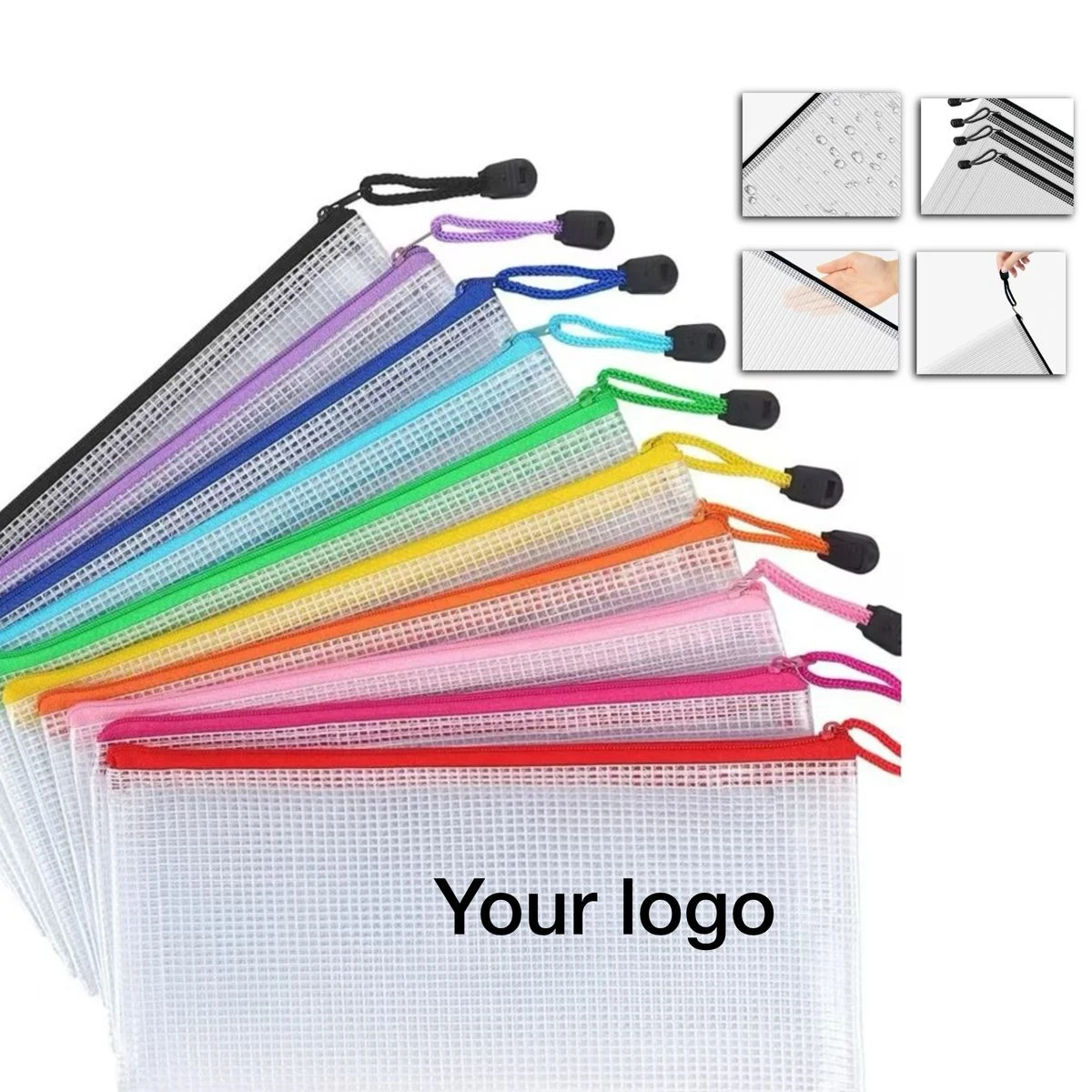 Transparent Pvc Mesh Zippered Document Pouch 1