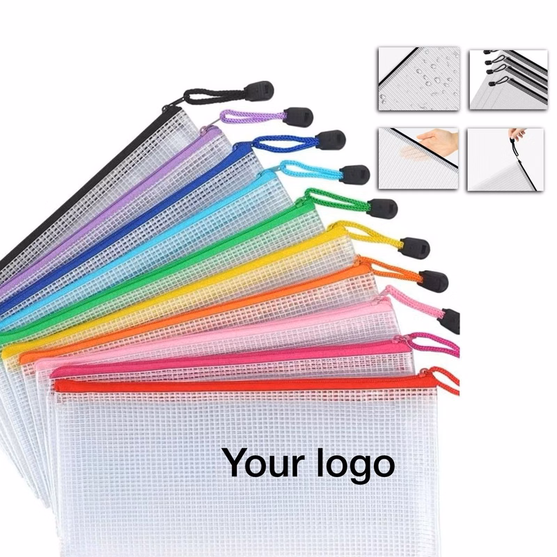 Transparent Pvc Mesh Zippered Document Pouch