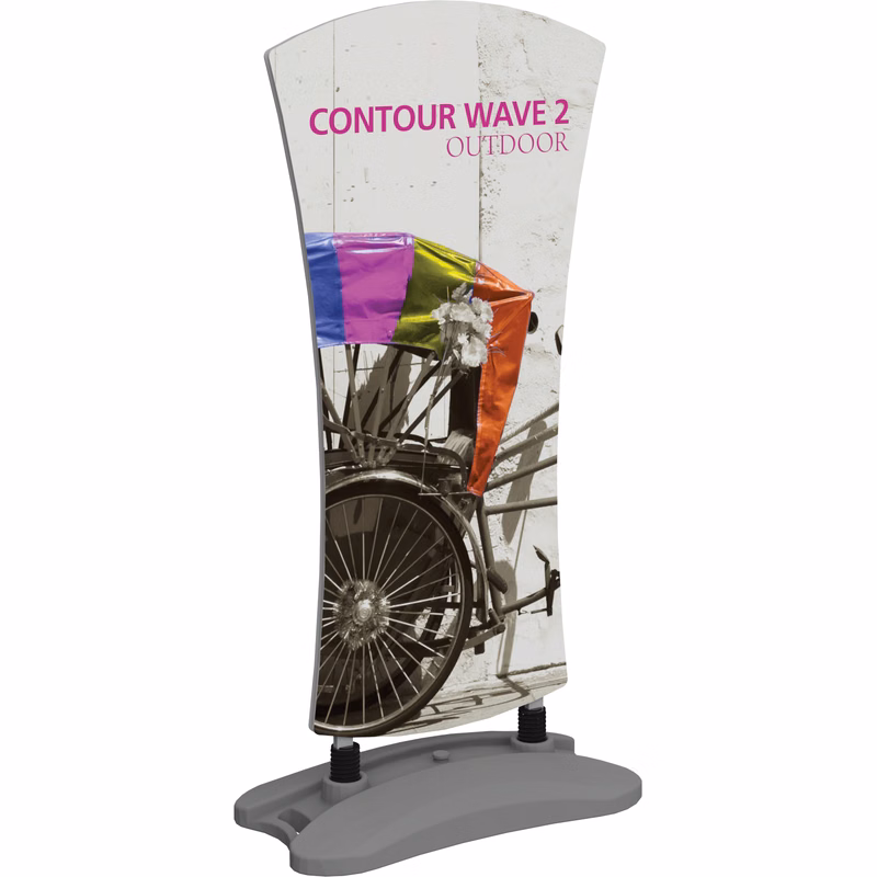Contour Double-Sided Outdoor Sign Wave 2 w/Fillable Base