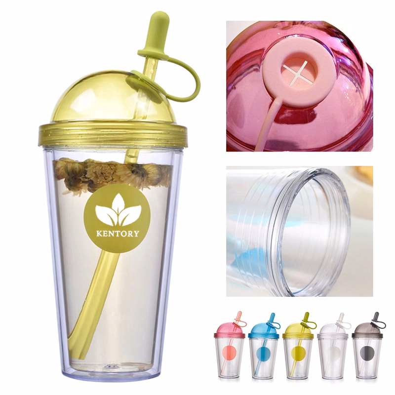 Plastic Cups Tumbler With Straw And Lid