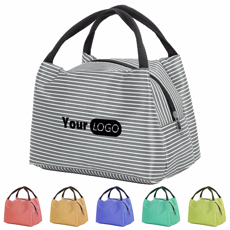 Nylon Elegant Striped Lunch Tote