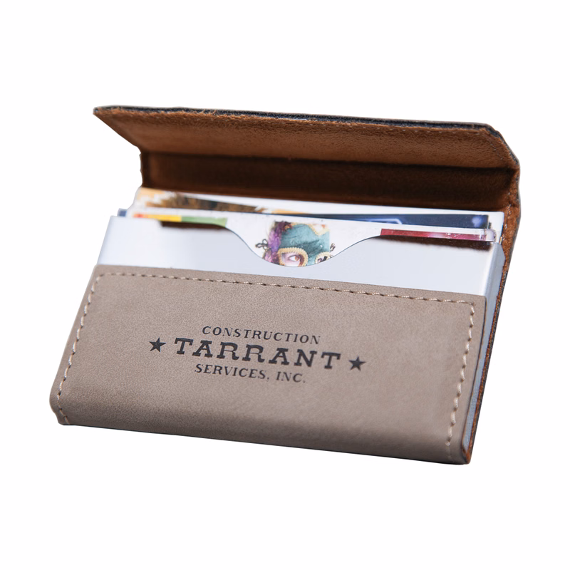 Tan Leatherette Business Card Case