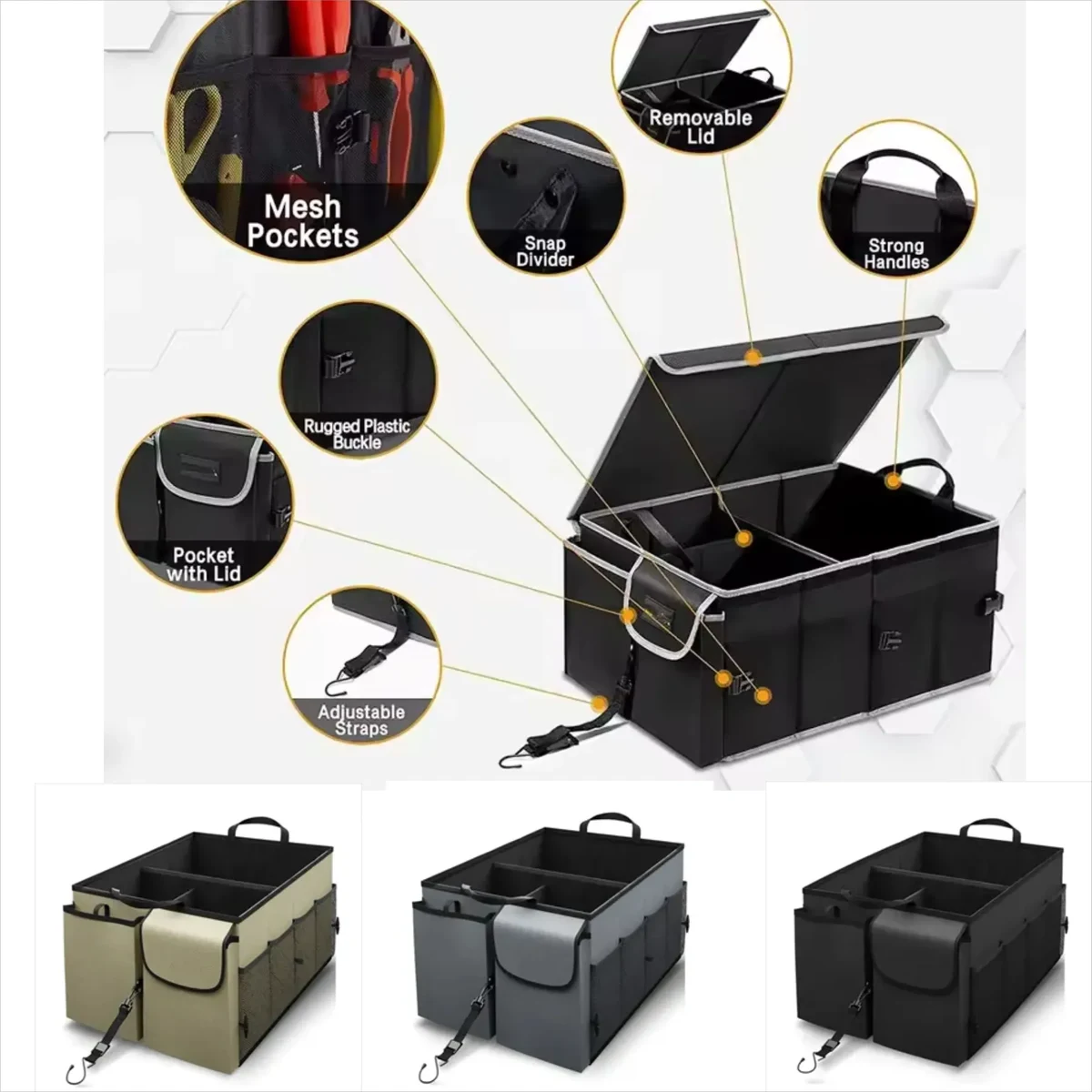 Car Trunk Storage Organizer Collapsible Multi-Compartment Ad 1