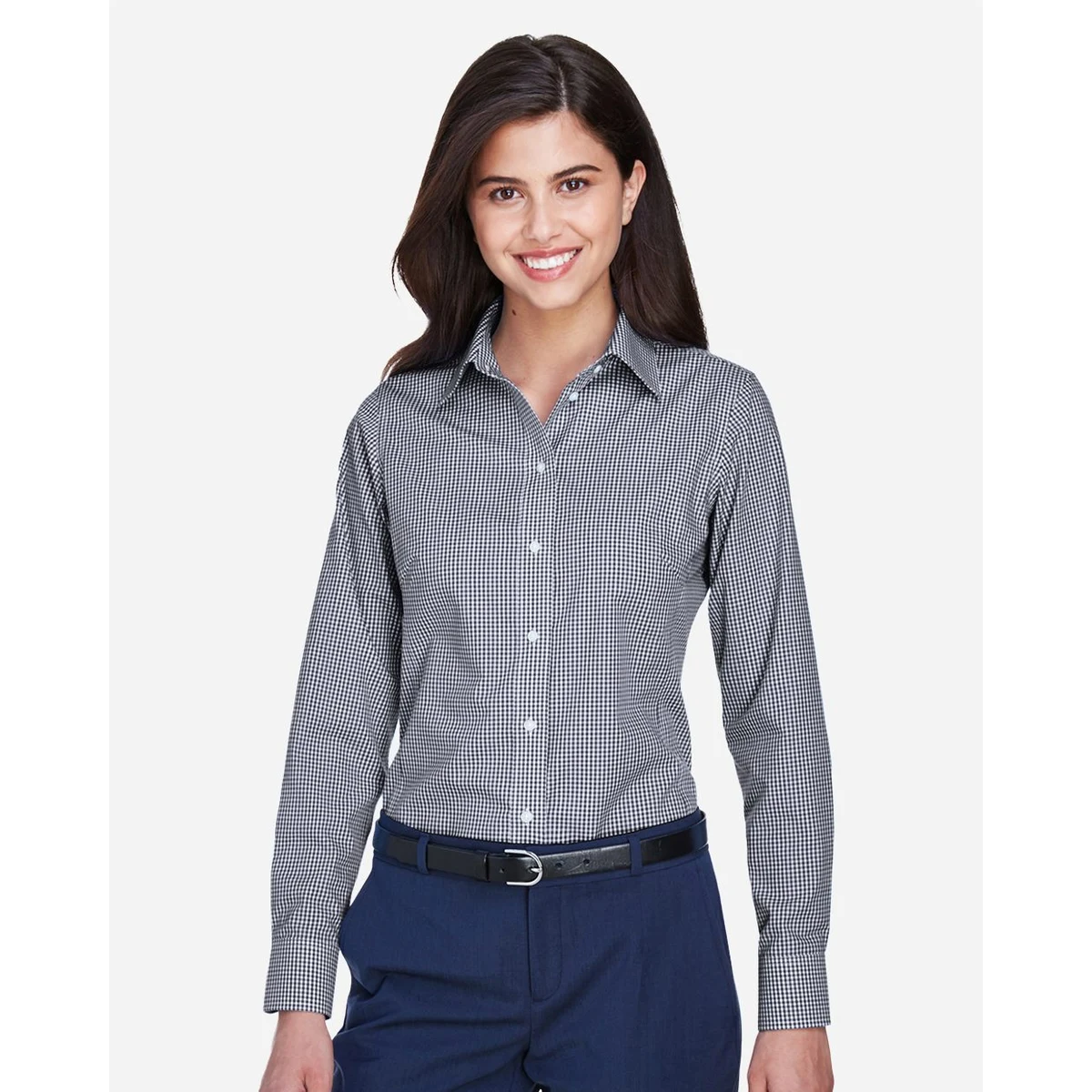 Women's Crown Collection® Gingham Check Woven Dress Shirt - D640W 1