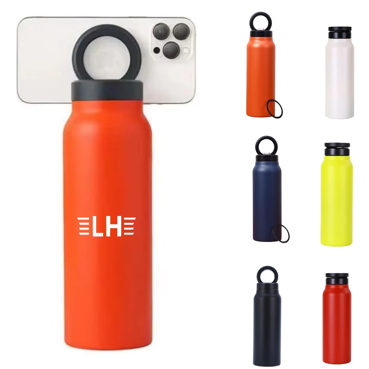 24 oz Magnetic Insulated Water Bottle With Rotating Magnetic Phone Holder, custom water bottle with logo imprint 1