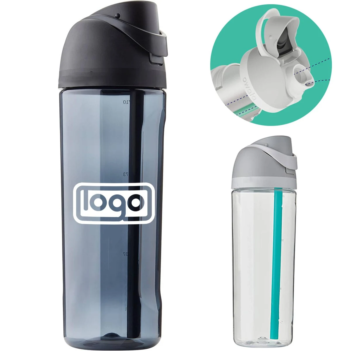26oz Plastic Sports Straw Water Bottle w/ Carry Loop 1