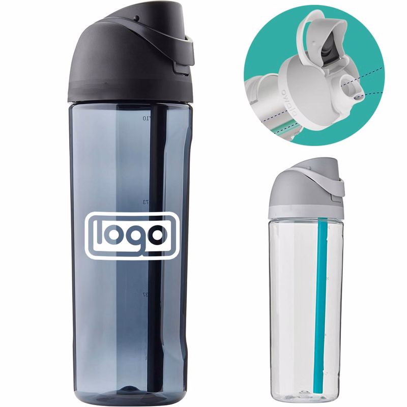 26oz Plastic Sports Straw Water Bottle w/ Carry Loop