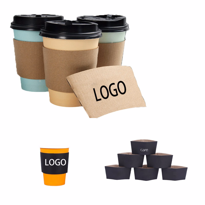 Disposable Corrugated Coffee Cup Covers MOQ 100pcs