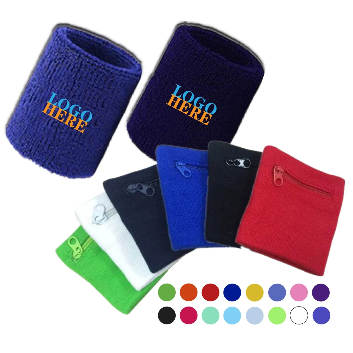 Full Color Wrist Wallet (Wristlet) with Zip - Cotton Sweatband 1
