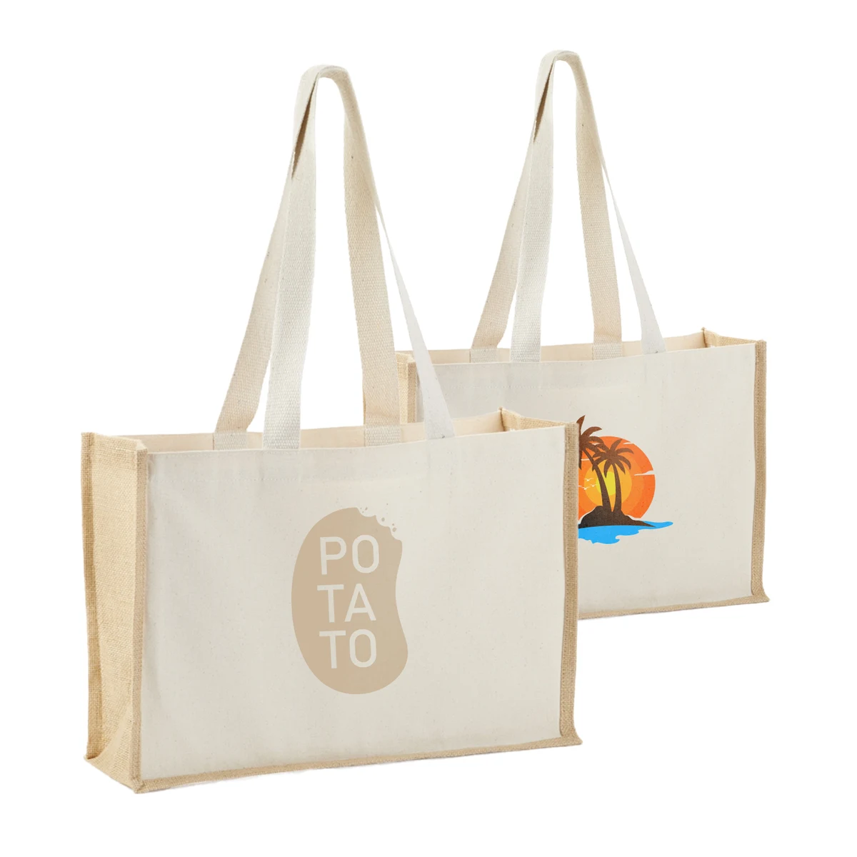 Eco-Friendly Cotton & Jute Tote with Sturdy Design, custom tote bag with logo imprint 1