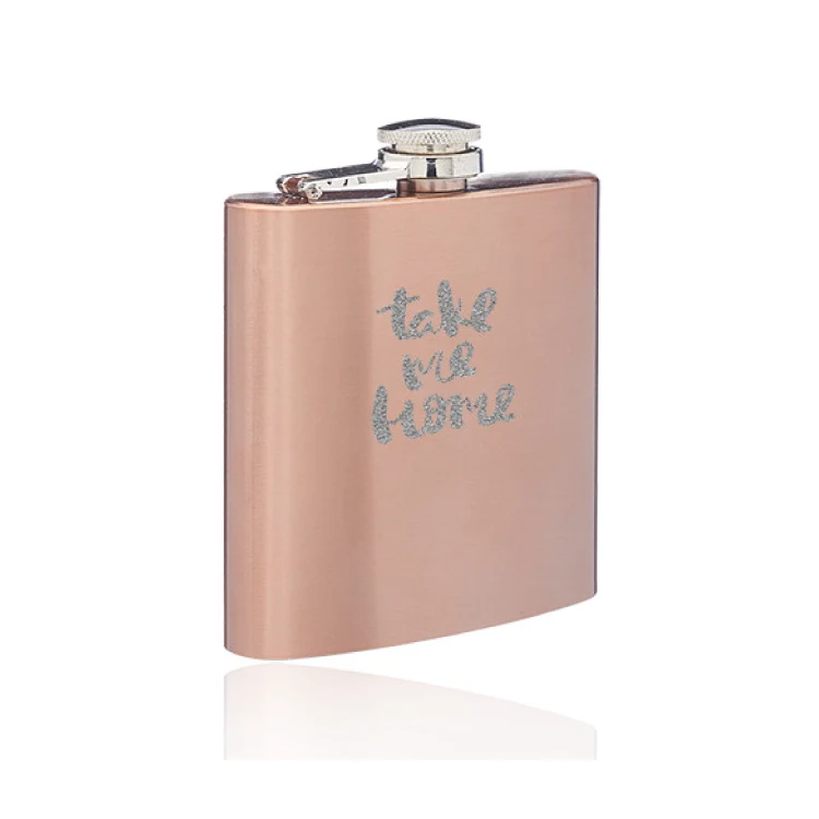 6 oz. Copper Coated Flask, custom water bottle with logo imprint 1