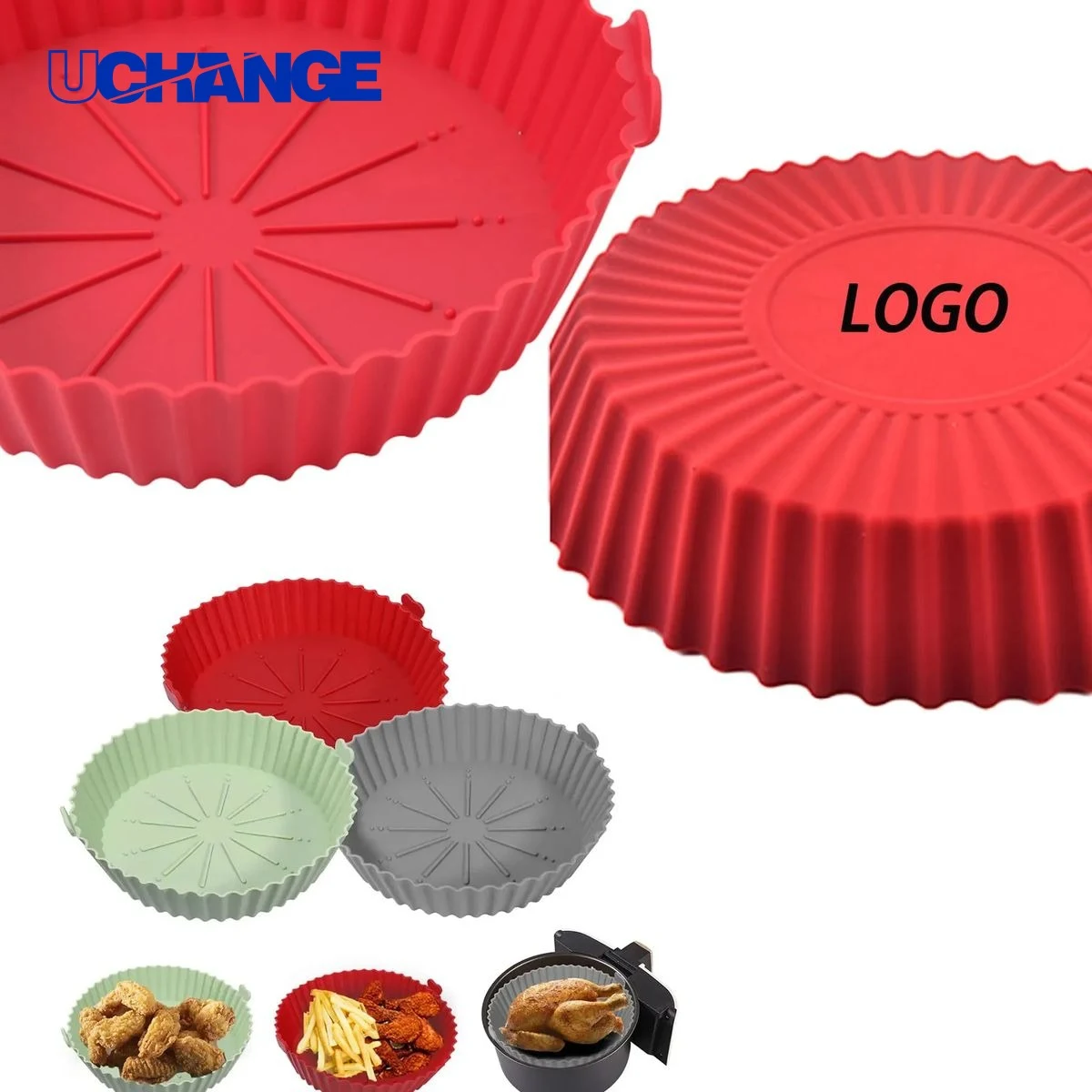Silicone Air Fryer Pan Reusable Non-Stick Bakeware Insert 1