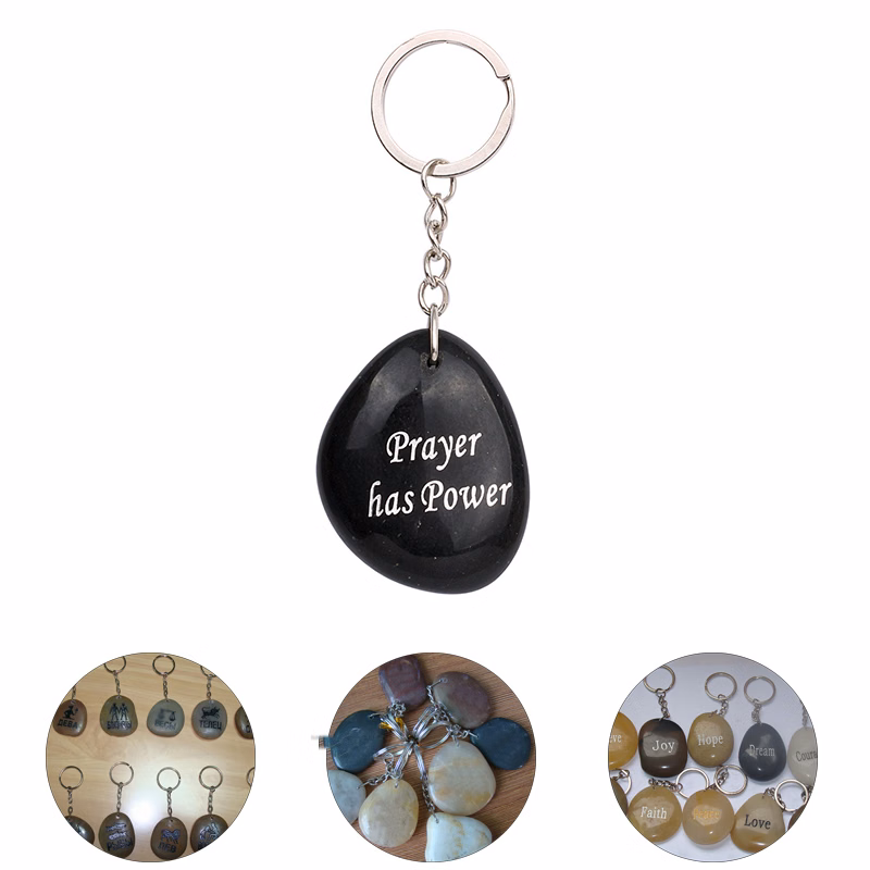 Engraved Cobblestone Keyring Souvenir