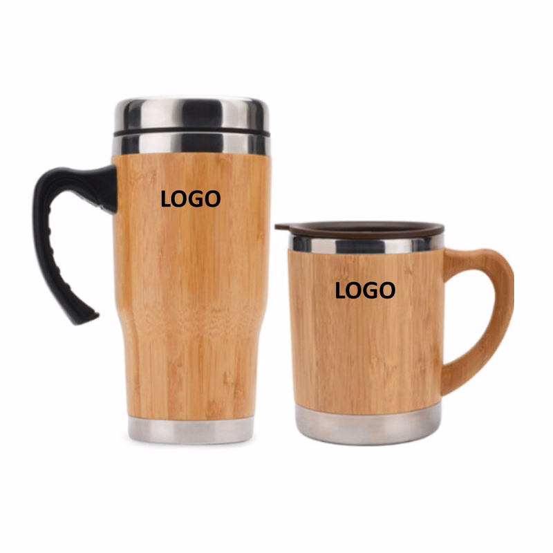 Wooden Cover 18 Oz. Coffee Cup Tumbler With Handle