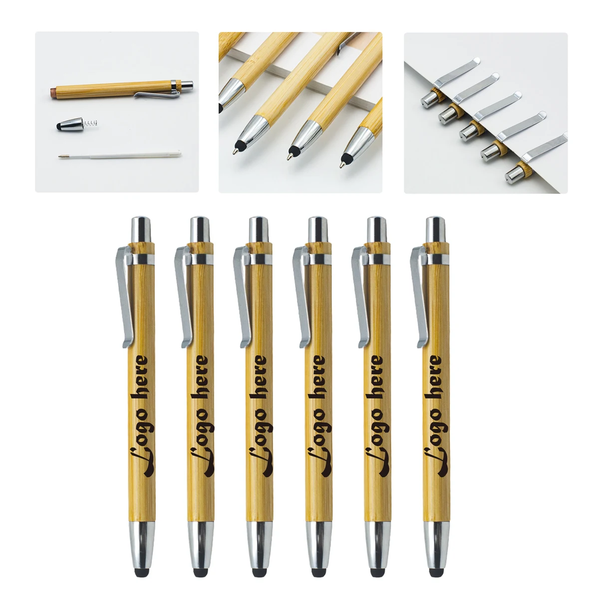 MOQ50 Custom Bamboo Touch Screen Ballpoint Pen 1